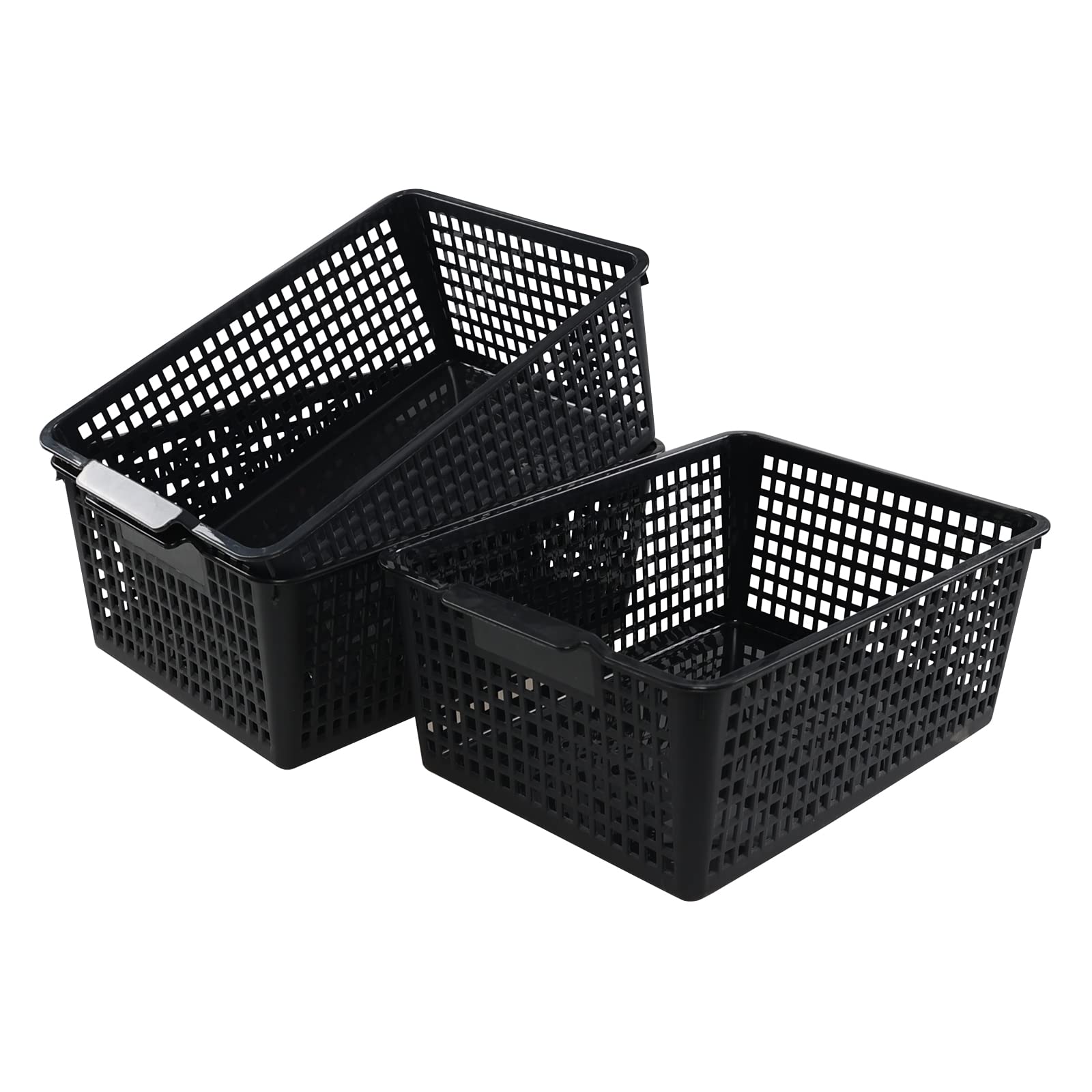 Joyeen 3 Packs Large Organizer Baskets Bins, Plastic Storage Basket (Black)