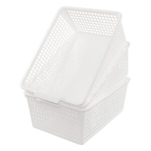 joyeen 3 packs large organizer baskets bins, plastic storage basket (white)