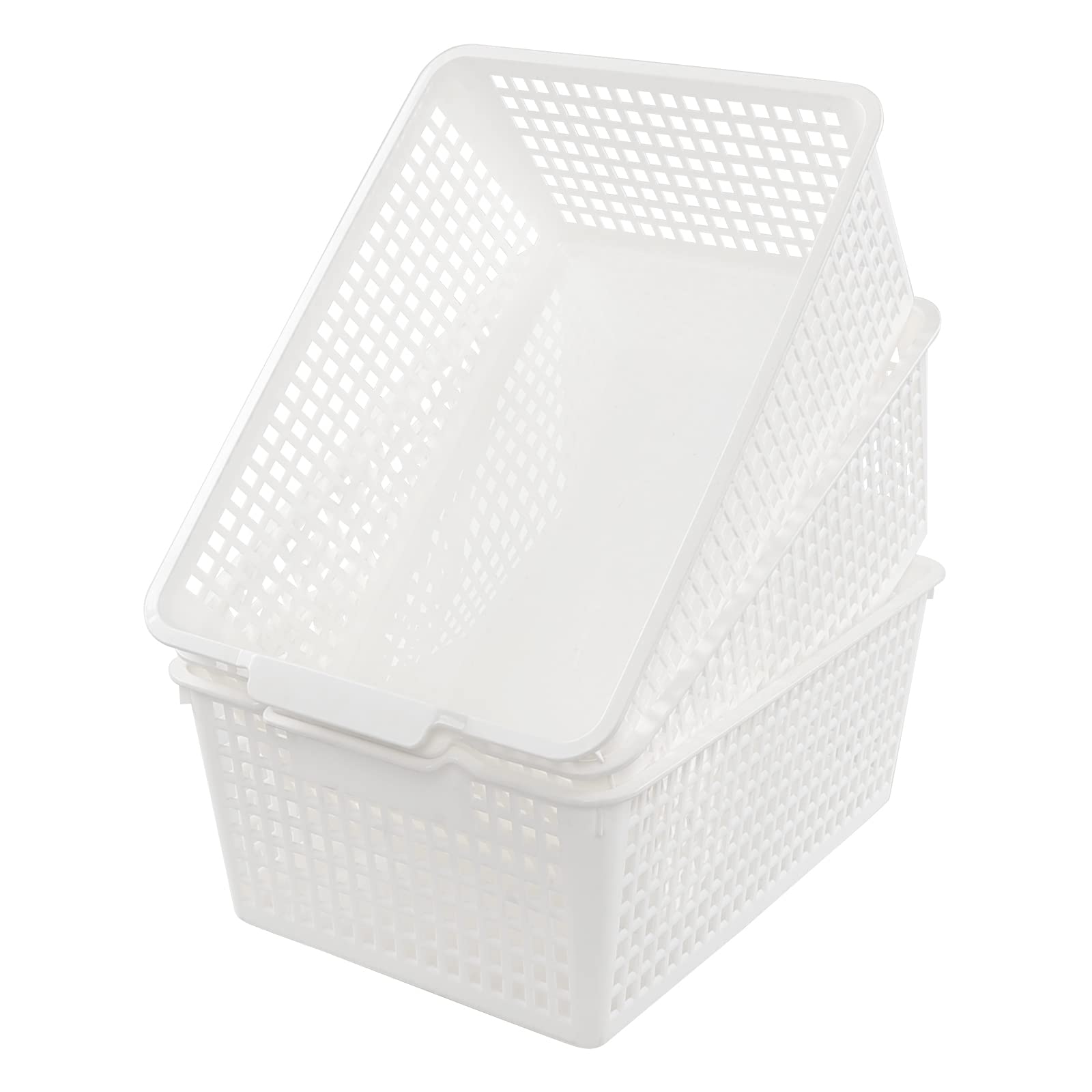 Joyeen 3 Packs Large Organizer Baskets Bins, Plastic Storage Basket (White)