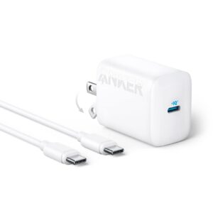 Anker 30W USB-C Charger, Anker 312 Charger with Compact and Foldable Design, High-Speed Fast Charging for iPhone 14/13/12 Series, Samsung S23, MacBook Air, iPad Pro, & More 5 ft USB C Cable Included