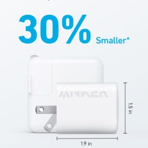 Anker 30W USB-C Charger, Anker 312 Charger with Compact and Foldable Design, High-Speed Fast Charging for iPhone 14/13/12 Series, Samsung S23, MacBook Air, iPad Pro, & More 5 ft USB C Cable Included