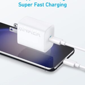 Anker 30W USB-C Charger, Anker 312 Charger with Compact and Foldable Design, High-Speed Fast Charging for iPhone 14/13/12 Series, Samsung S23, MacBook Air, iPad Pro, & More 5 ft USB C Cable Included