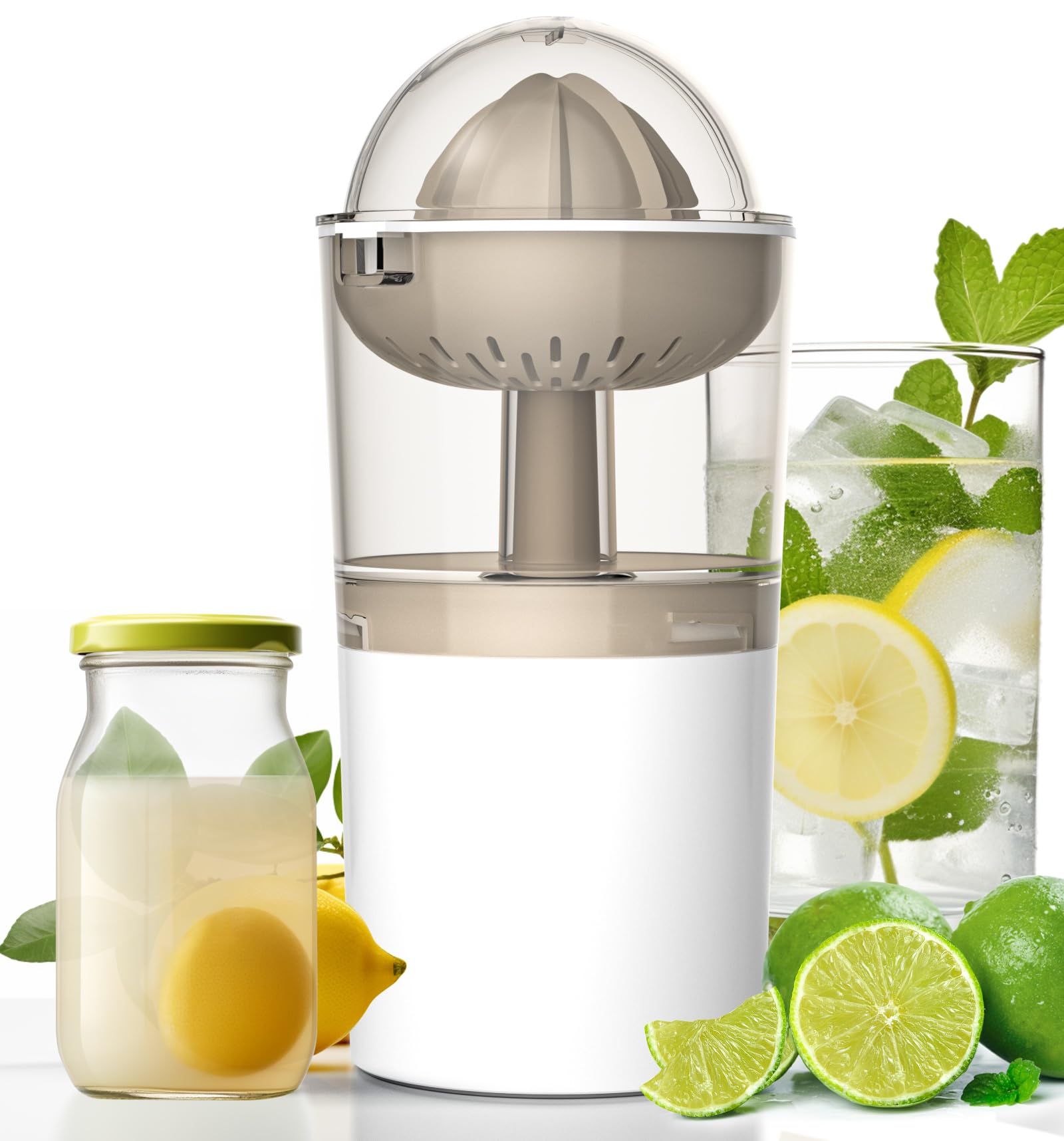 Cordless Electric Lemon Juicer Squeezer, AYOTEE Portable Electric Citrus Juicer with USB Cable and Spoon, Lemon and Lime Squeezer, Electric Orange Juicer Squeezer, Rechargeable Lime Juicer (White)