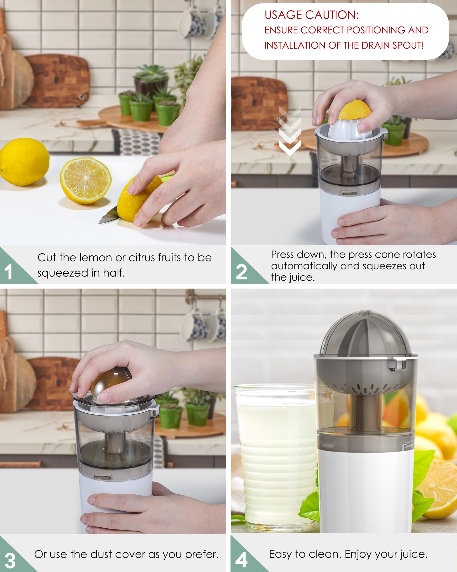 Cordless Electric Lemon Juicer Squeezer, AYOTEE Portable Electric Citrus Juicer with USB Cable and Spoon, Lemon and Lime Squeezer, Electric Orange Juicer Squeezer, Rechargeable Lime Juicer (White)