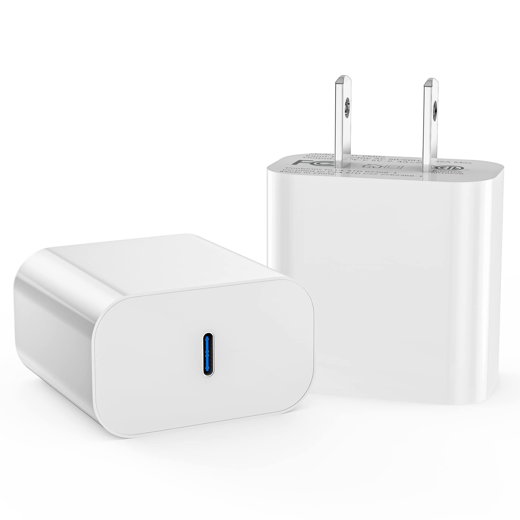 USB C Charger Block, 2Pack 20W USB C Fast Charging Wall Charger Plug Box with PD 3.0 Type C Power Adapter Brick Cube for Apple iPhone 15/14/13/12/11 Pro Max/Pro/Mini/Xs Max/XR/X,iPad Pro,AirPods Pro