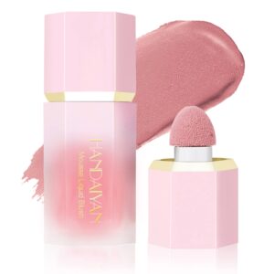 mousse liquid blush, liquid blush beauty wand with sponge tip easy to apply for a natural radiant look, matte silky texture, long-lasting, lightweight blush liquid makeup (5# mystery)
