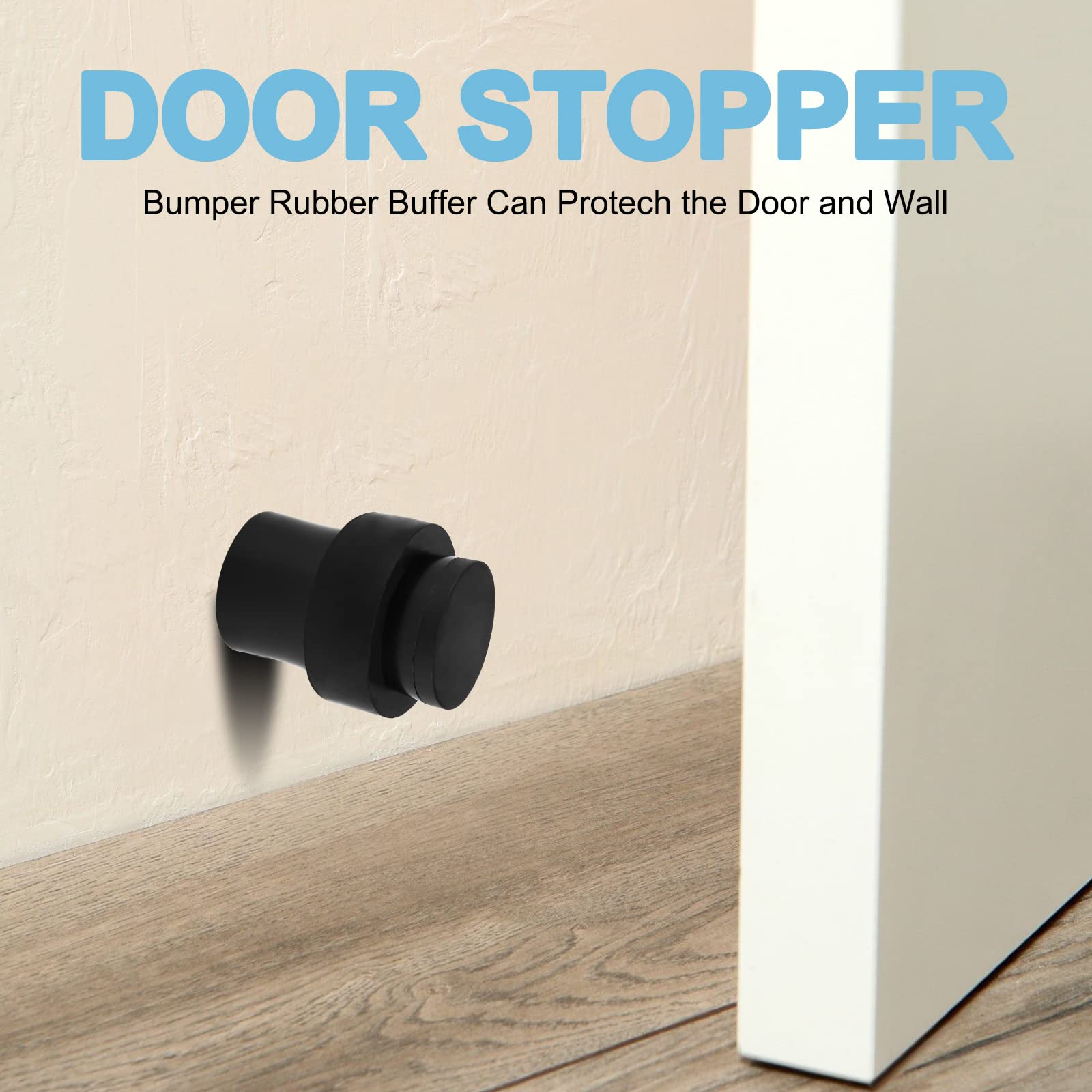 RealPlus Door Stopper Cylindrical Floor Mount Door Stop Stainless Steel 2 inch, Pack of 6