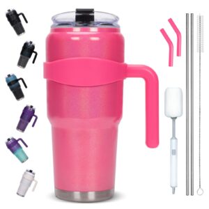 laoion 40 oz tumbler with handle and straw,stainless steel mug with leak proof screw seal lid,dual insulated large cup with handle,keeps drinks cold for 24 hrs,sweat proof,bpa free-deep fear