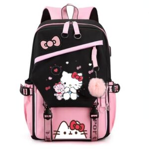 cute girls student backpack fashion laptop bag school bookbag travel backpack with usb charging port and headphone port (pink 1)
