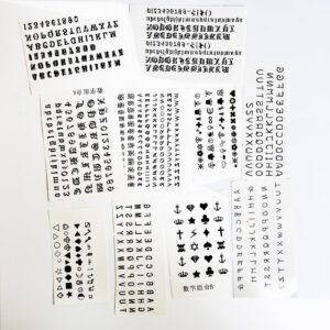 30 Sheet Alphabet Temporary Tattoo Stickers Finger Tattoos Black English Letters DIY Name Tattoo Cross Crown Tattoos Wrist Finger Body Art Fake Tattoo Kit for Adults Women Men and Kids