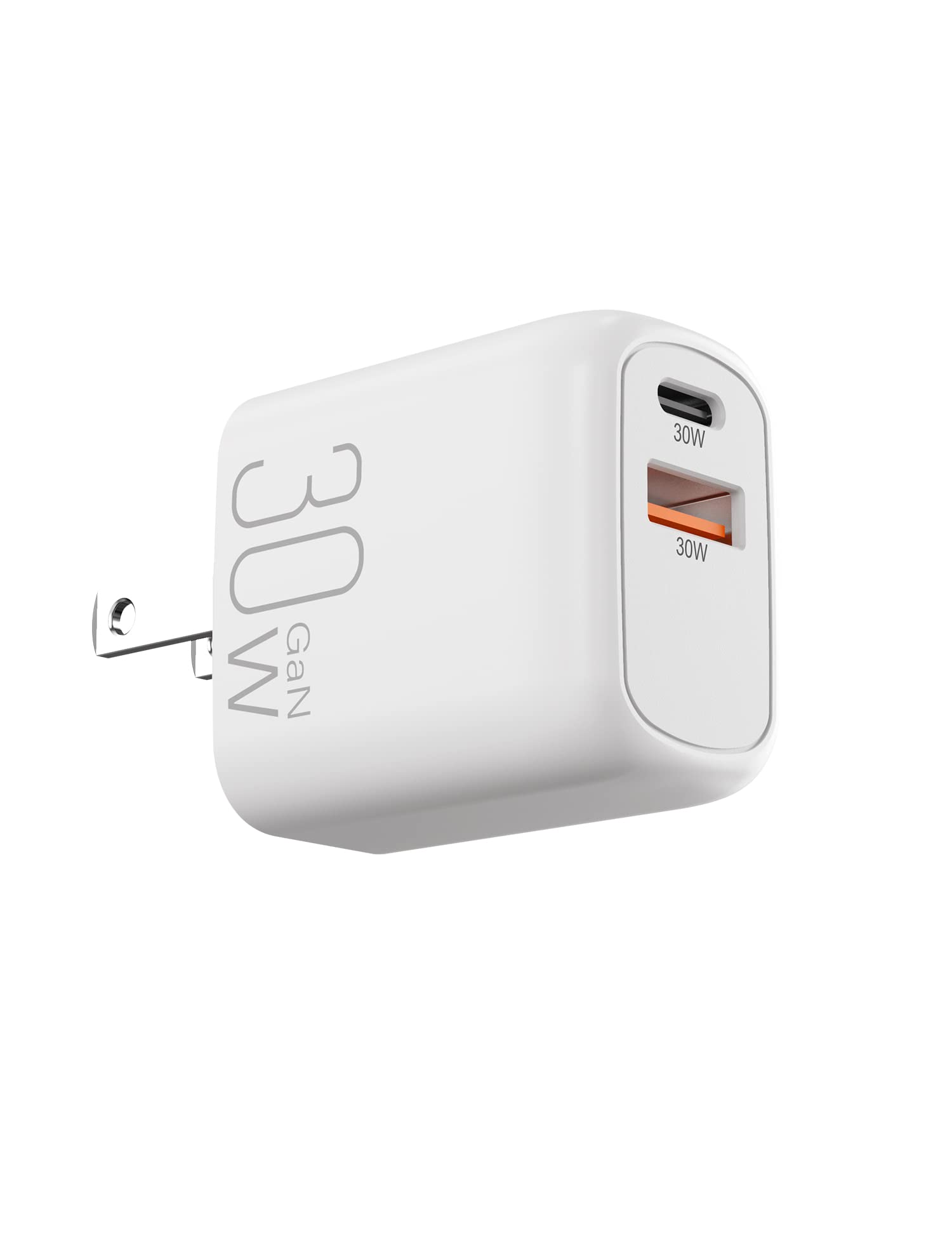 ELEGRP USB C GaN 30W Charger Cube, PD Power Delivery Fast Type C Charging Block, USB A Port, Wall Charger with Foldable Plug for iPhone 14/13/12/11, XS/XR/X, iPad, AirPods, Pixel, Galaxy and More