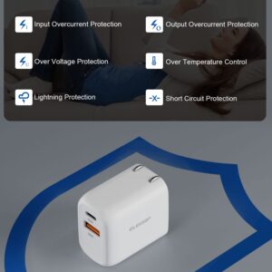 ELEGRP USB C GaN 30W Charger Cube, PD Power Delivery Fast Type C Charging Block, USB A Port, Wall Charger with Foldable Plug for iPhone 14/13/12/11, XS/XR/X, iPad, AirPods, Pixel, Galaxy and More