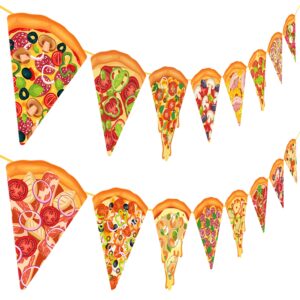 Pizza Party Banners Pizza Birthday Party Decorations 2Pcs Pizza Garland Cutout Banners for Pizza Time Theme Baby Shower Supplies