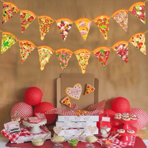 Pizza Party Banners Pizza Birthday Party Decorations 2Pcs Pizza Garland Cutout Banners for Pizza Time Theme Baby Shower Supplies