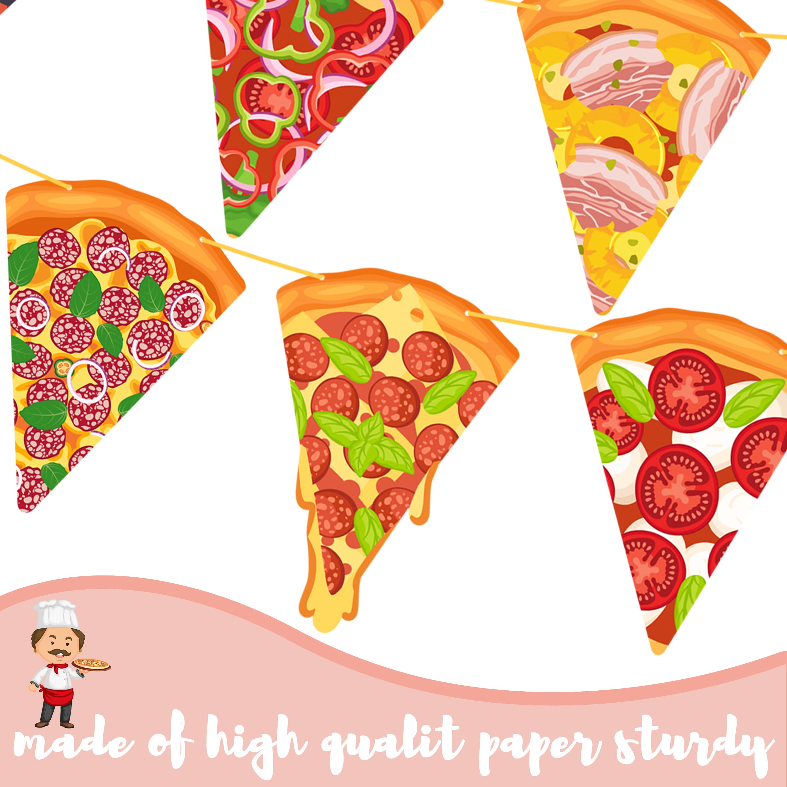 Pizza Party Banners Pizza Birthday Party Decorations 2Pcs Pizza Garland Cutout Banners for Pizza Time Theme Baby Shower Supplies