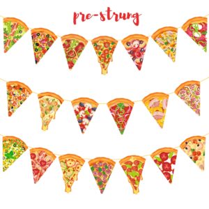 Pizza Party Banners Pizza Birthday Party Decorations 2Pcs Pizza Garland Cutout Banners for Pizza Time Theme Baby Shower Supplies