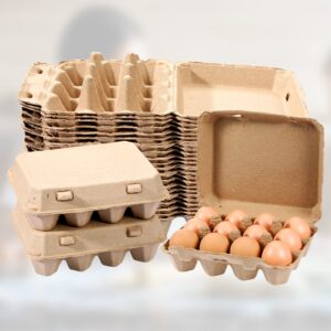 Bokon 300 Pieces Paper Pulp Egg Cartons Bulk for Chicken Egg Blank Classical 3x4 Style One Dozen Egg Cartons for 12 Eggs Fiber Empty Egg Cartons Egg Tray Holder for Family Farm Market Kitchen Storing