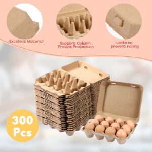 Bokon 300 Pieces Paper Pulp Egg Cartons Bulk for Chicken Egg Blank Classical 3x4 Style One Dozen Egg Cartons for 12 Eggs Fiber Empty Egg Cartons Egg Tray Holder for Family Farm Market Kitchen Storing