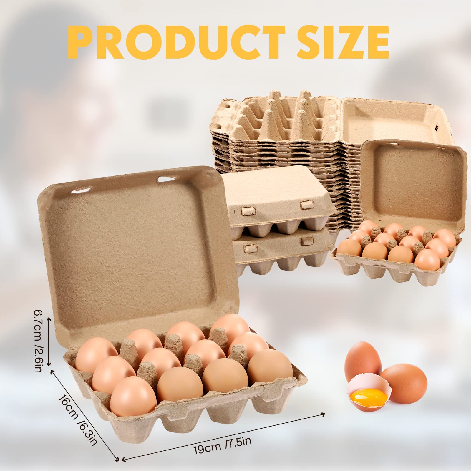 Bokon 300 Pieces Paper Pulp Egg Cartons Bulk for Chicken Egg Blank Classical 3x4 Style One Dozen Egg Cartons for 12 Eggs Fiber Empty Egg Cartons Egg Tray Holder for Family Farm Market Kitchen Storing