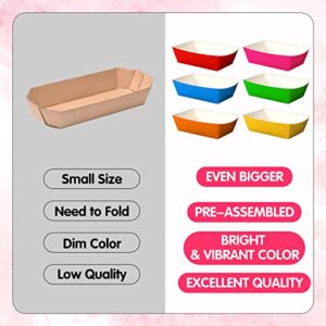 PerKoop 240 Pcs Colorful Food Trays Bulk Rainbow Paper Food Boats Disposable Food Serving Holder Trays Hamburgers Hot Dog Dessert Paper Plates Bowls for Carnival Neon Glow Birthday Party Supplies