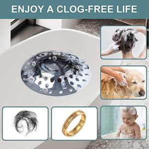 Universal 2 in 1 Bathtub Stopper & Drain Hair Catcher ， Upgraded Pop Up Tub Stoppers with Dual Filtration Design ，Anti-Clogging Bathtub Drain Cover，Bath Tub Drains Plug for 1.4"-2.0" Drain Hole