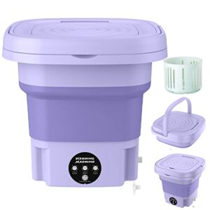 portable washing machine, 8l high capacity mini washer with 3 modes deep cleaning half automatic washt, foldable washing machine with soft spin dry for socks, baby clothes, towels, delicate items (purple)