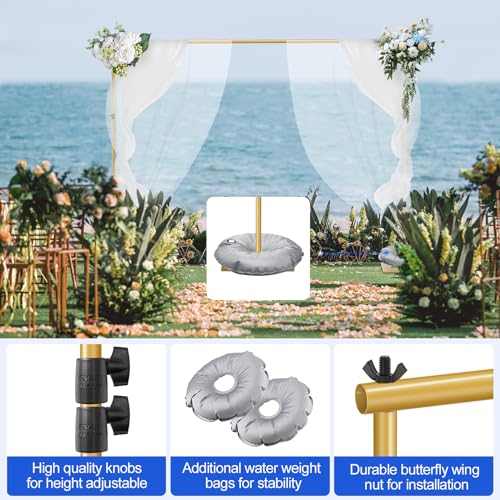 EMART Backdrop Stand, 6.5x10 ft Adjustable Photo Background Pipe and Drape Photography Kit with Heavy Duty Metal Base for Parties, Wedding, Video Studio, Birthday - Gold