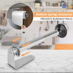 Paper Towel Holders for Kitchen - Adjustable Length Paper Towels Holder Under Cabinet,Self-Adhesive or Drill Mounting, Stainless Steel Wall Mount Towel Holder for Pantry,Sink, Bathroom (Silver)