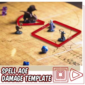 Sintuff 15 Pcs Spell AOE Damage Template Red Translucent Acrylic Area of Effect Spell Templates Set Include 5 Cube 4 Circle 2 Cone 4 Line Templates for Gifts Tabletop RPG Gaming Accessories Tools