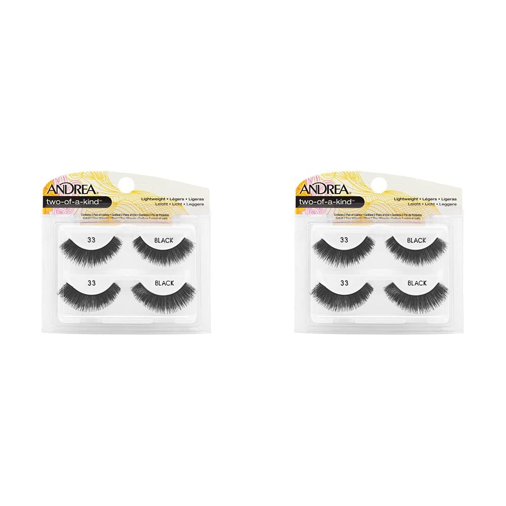 Andrea False Eyelashes Strip Lash Twin Packs, Two of a Kind 33 (Pack of 2)