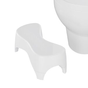 toilet stool, toilet step stool, potty stool for adults and kids, poop stool for bathroom, non-slip simple design white