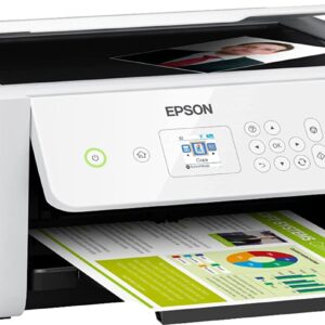 Epson EcoTank ET-2720 All-in-One Wireless Color Inkjet Supertank Printer for Office, White - Print Scan Copy - 5760 x 1440 dpi, Voice Activated, 10.5 ppm, 1.44" LCD, Borderless Print, Ethernet, WiFi