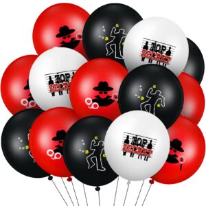 liliful 60 pcs top secret spy theme balloon detective party decoration balloons latex red and black balloons agent spy party balloons for themed birthday party decorations supplies