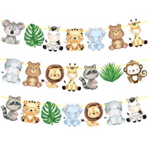 jungle safari animal banners 2pcs safari animals birthday party cutout banners animal theme party garland decorations for wild one baby shower supplies