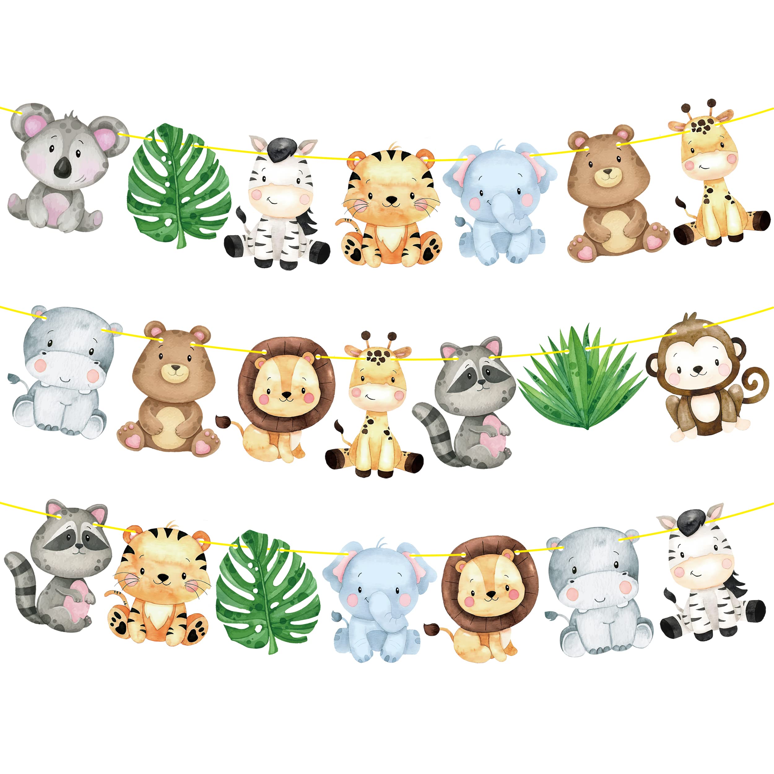 Jungle Safari Animal Banners 2pcs Safari Animals Birthday Party Cutout Banners Animal Theme Party Garland Decorations for Wild One Baby Shower Supplies