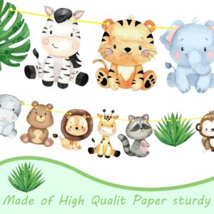 Jungle Safari Animal Banners 2pcs Safari Animals Birthday Party Cutout Banners Animal Theme Party Garland Decorations for Wild One Baby Shower Supplies