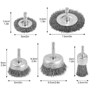 Wire Brush for Drill, Wire Wheel Brush Cup Set, Drill Wire Brush for Drill 1/4 Inch Arbor for Cleaning Rust, Stripping and Drill Attachment（Hexagonal）