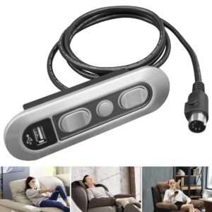 Qnbes Hand Control Handset with USB for Dual Moto Lift Chairs Power Recliners, 5 Button 5 Pin Fit for Okin Dewert Kaidi Limoss RMT and More