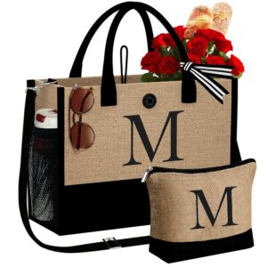 yoolife mothers day gifts for mom - personalized gifts for women her letter initial beach tote bag mom birthday gifts best friend birthday gifts for wife daughter sister mom women gifts ideas letter m