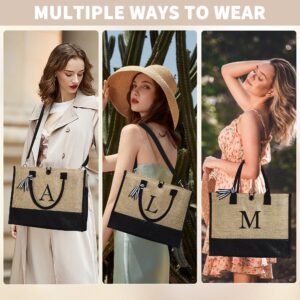 YOOLIFE Mothers Day Gifts for Mom - Personalized Gifts for Women Her Letter Initial Beach Tote Bag Mom Birthday Gifts Best Friend Birthday Gifts for Wife Daughter Sister Mom Women Gifts Ideas Letter M