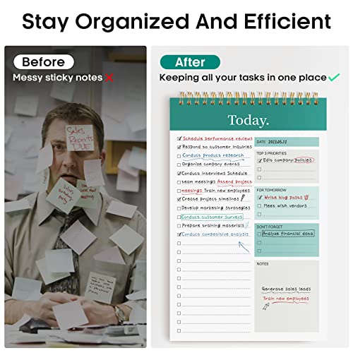 To Do List Pad - To Do List Notebook for Work with 52 Sheets, Undated Daily Planner Perfect for Daily Tasks and Goal Setting, To Do List Notepad Suitable for Office, Home and School-Greenery Sway