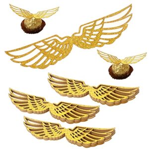 50 pcs golden snitch wings with glue circles glitter wizard party chocolate decoration golden wings chocolate decor hollowed party supplies for birthday wizard theme party supplies