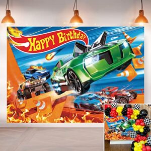 hot car birthday party supplies hot race car birthday decorations racing car backdrop for boys cars theme video game background banner wall decor photo booth props 7x5ft
