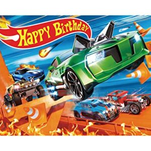 Hot Car Birthday Party Supplies Hot Race Car Birthday Decorations Racing Car Backdrop for Boys Cars Theme Video Game Background Banner Wall Decor Photo Booth Props 7x5FT