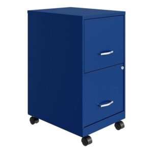 pemberly row 18" 2-drawer metal mobile smart vertical file cabinet in blue