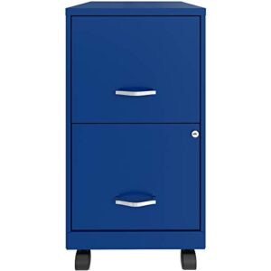 Pemberly Row 18" 2-Drawer Metal Mobile Smart Vertical File Cabinet in Blue