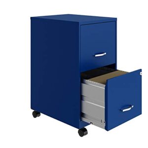 Pemberly Row 18" 2-Drawer Metal Mobile Smart Vertical File Cabinet in Blue