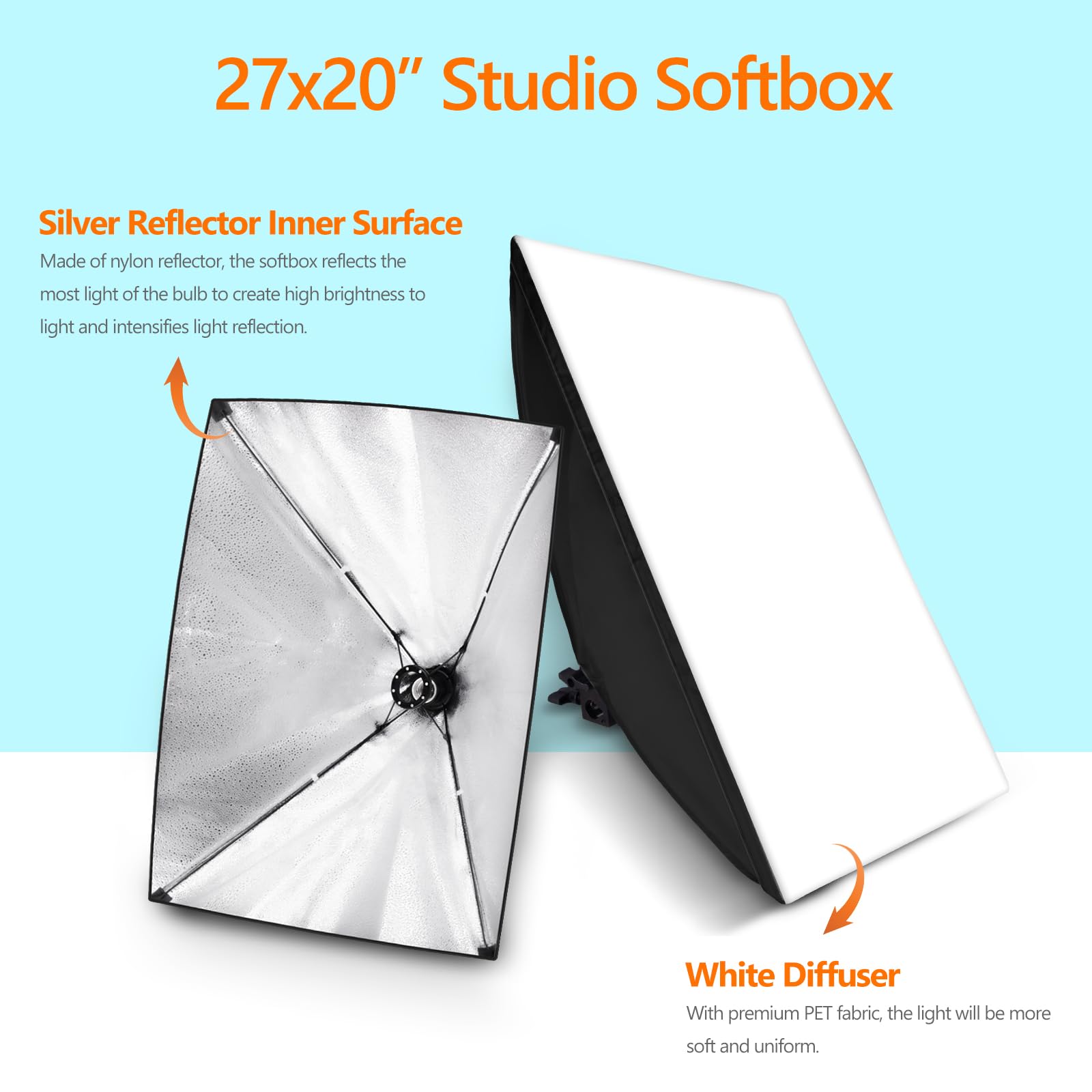 Nexiview Softbox Photography Lighting Kit, 27" x 27" Continuous Lighting Kit with 3 Color Temperature 85W 3000K-7500K Bulb, Photo Studio Lighting for Video Recording, Advertising Shooting