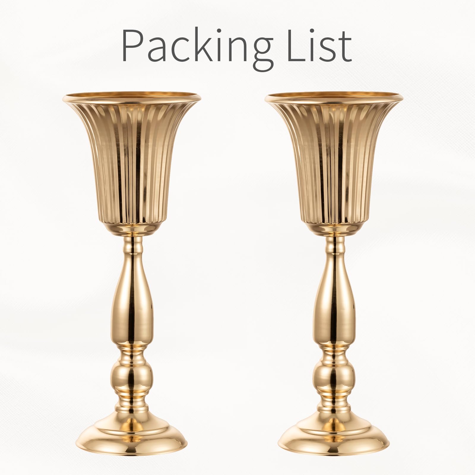 Gold Vase Wedding Centerpieces for Tables - 2 Pcs Tall Trumpet Vases for Centerpieces Table Decorations, 15.7in Metal Tabletop Flower Stand, Wedding Reception Flower Vase for Birthday, Home Decor