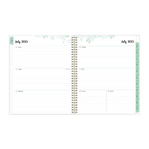 2023-2024 Blue Sky™ Laurel Frosted Polypropylene Weekly/Monthly Academic Planner, 8-1/2" x 11", Mint Green, July 2023 to